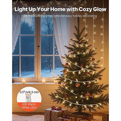 76ft LED Christmas Lights, 200 Warm White, 8 Modes