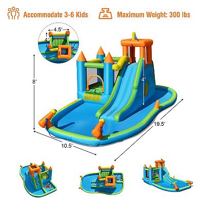 Inflatable Water Slide and Bounce House with Splash Pool - No Blower