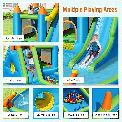 Inflatable Water Slide and Bounce House with Splash Pool - No Blower