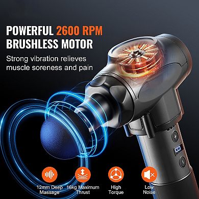 Deep Tissue Massage Gun with 9 Speeds & 6 Heads, Percussion Muscle Massager