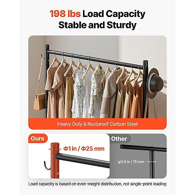 Clothes Rack Heavy Duty Rolling Garment Rack with Rod and Side Hooks