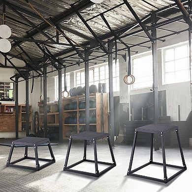 3-in-1 Plyometric Jump Box Set (12/18/24 inch) - Anti-Slip Agility Training Boxes for Home Gym