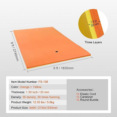 9x6 FT Large Lily Pad Floating Mat with 3-Layer Tear-Resistant Foam
