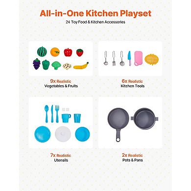 Play Kitchen for Kids, Wooden Toy Kitchen Set with Lights and Sounds