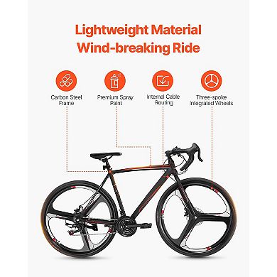 Road Bike 700C 21-Speed Shimano Racing Bicycle with Disc Brake for Adults