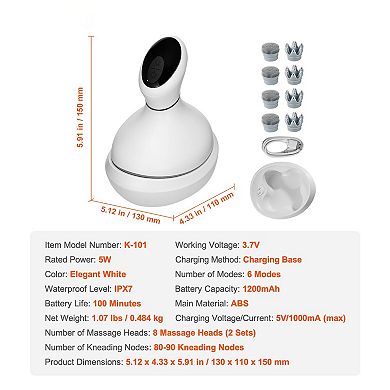 Electric Rechargeable & Waterproof Scalp Massager, Portable Head Massager