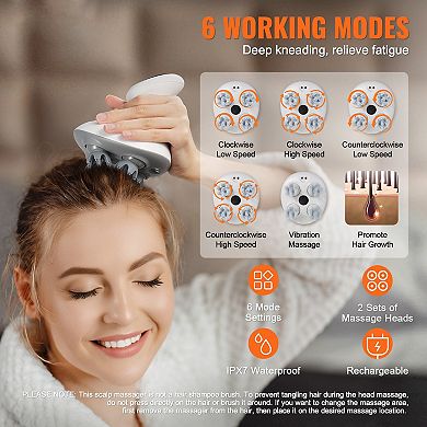 Electric Rechargeable & Waterproof Scalp Massager, Portable Head Massager
