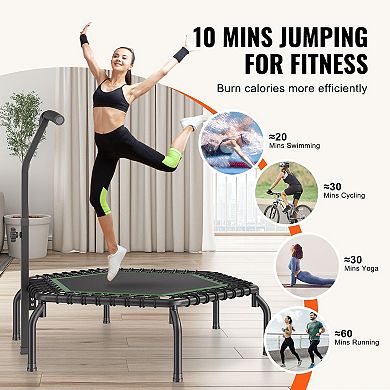 54.5" Mini Fitness Trampoline Indoor Rebounder with Handle
