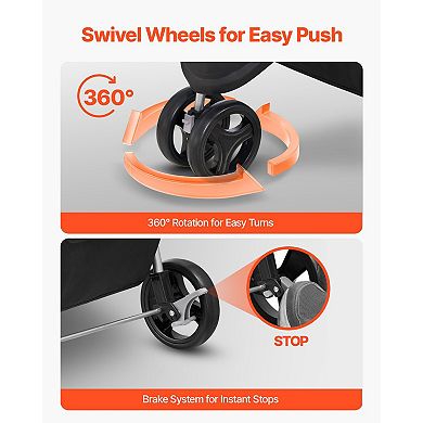 Foldable Pet Stroller for Small & Medium Pets, 44 lbs Capacity