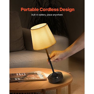 Cordless Rechargeable Desk Lamp with 5200mAh Battery & Fabric Shade