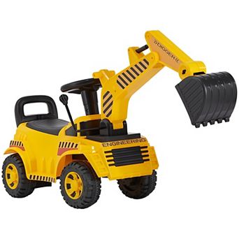 Excavator Ride-On Push Car with Realistic Sounds, Helmet & Music
