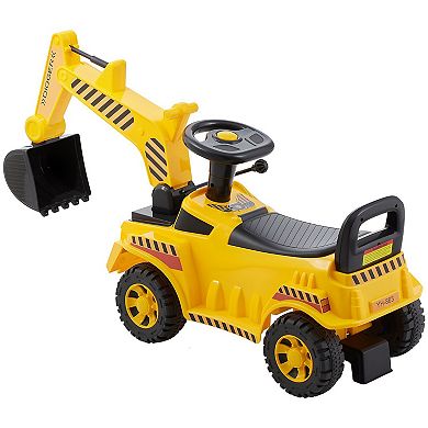 Excavator Ride-On Push Car with Realistic Sounds, Helmet & Music