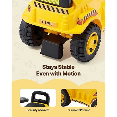 Excavator Ride-On Push Car with Realistic Sounds, Helmet & Music