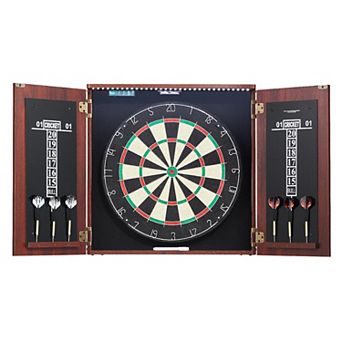 Dartboard and Cabinet Set with LED Light Official Size Game Bundle