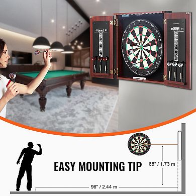 Dartboard and Cabinet Set with LED Light Official Size Game Bundle