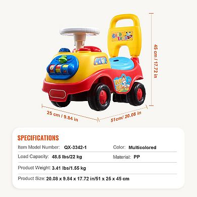 Ride On Push Car with Music & Storage for Toddlers