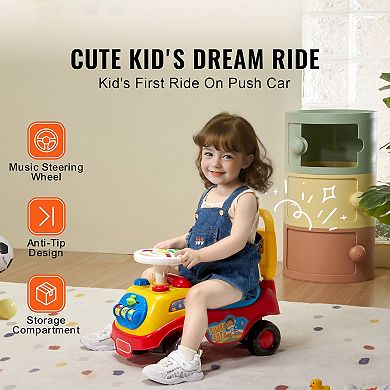 Ride On Push Car with Music & Storage for Toddlers