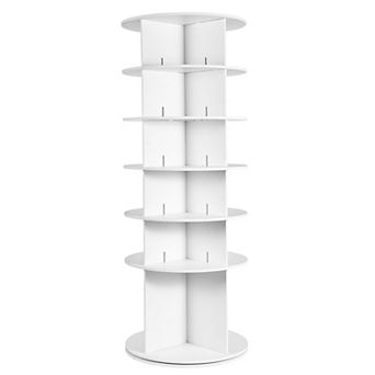 6 tier Rotating Shoe Rack - 360° Spinning Organizer Tower for Bedroom & Entryway, White