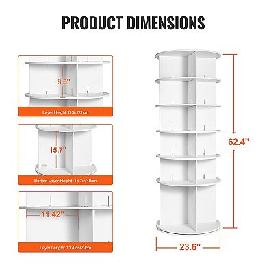 6-Tier Rotating Shoe Rack - 360° Spinning Organizer Tower for Bedroom & Entryway, White