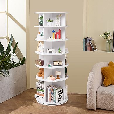 6-Tier Rotating Shoe Rack - 360° Spinning Organizer Tower for Bedroom & Entryway, White