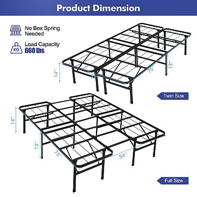 Full Size Folding Steel Platform Bed Frame for Adults and Kids