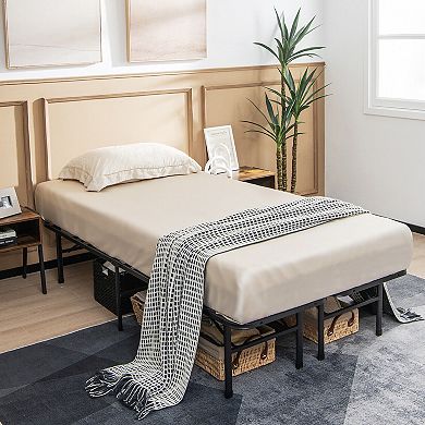Full Size Folding Steel Platform Bed Frame for Adults and Kids