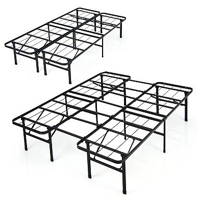 Full Size Folding Steel Platform Bed Frame for Adults and Kids