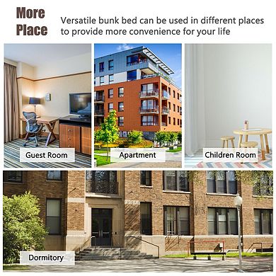 Twin Pull Out Bunk Bed with Trundle and Wooden Ladder