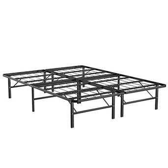 Queen Size Foldable Metal Platform Bed with Tool-Free Assembly-Queen size