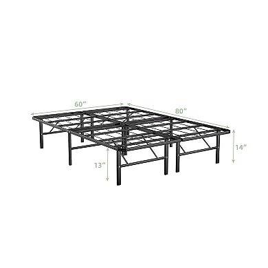 Queen Size Foldable Metal Platform Bed with Tool-Free Assembly-Queen size