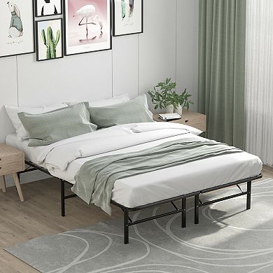 Queen Size Foldable Metal Platform Bed with Tool-Free Assembly-Queen size