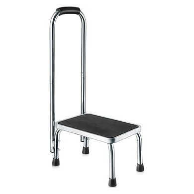 Step Stool with Handle, 330 lbs Capacity Sturdy Chrome Steel Non-Slip Safety Step