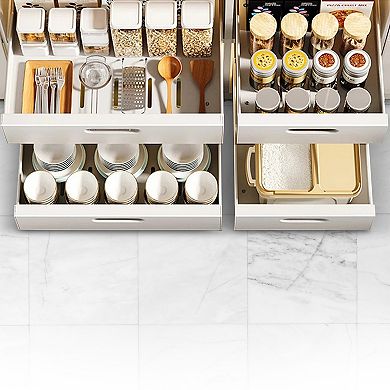 Cheer Collection Carbon Steel Pull Out Organizer Drawers with Adhesive Slide Out Storage Shelves
