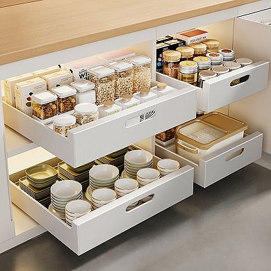 Cheer Collection Carbon Steel Pull Out Organizer Drawers with Adhesive Slide Out Storage Shelves