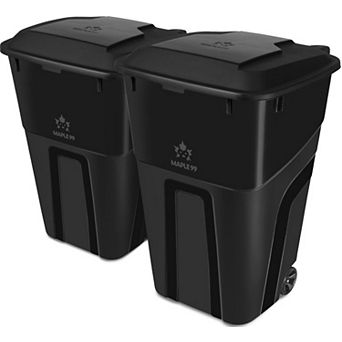 32-Gallon Wheeled Trash Can 2 Pack Heavy-Duty Outdoor Garbage Bins with Snap-Lock Lids