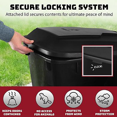 32-Gallon Wheeled Trash Can 2 Pack Heavy-Duty Outdoor Garbage Bins with Snap-Lock Lids