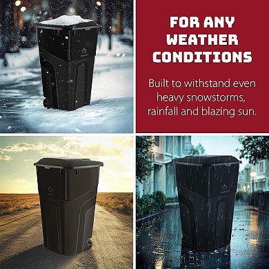 32-Gallon Wheeled Trash Can 2 Pack Heavy-Duty Outdoor Garbage Bins with Snap-Lock Lids