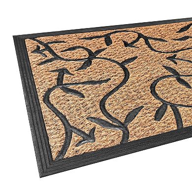 Kate Aurora Ironwork Scroll Designed Coir Bristled Outdoor All Season Welcome Mat With Rubber Trim