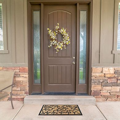 Kate Aurora Ironwork Scroll Designed Coir Bristled Outdoor All Season Welcome Mat With Rubber Trim