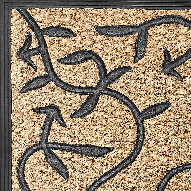 Kate Aurora Ironwork Scroll Designed Coir Bristled Outdoor All Season Welcome Mat With Rubber Trim