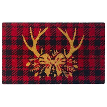 Kate Aurora Christmas Reindeer Bristled Outdoor Welcome Mat