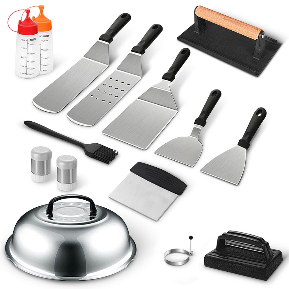 Cheer Collection 18 Piece Stainless Steel Griddle Tool Kit with ...
