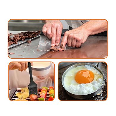 Cheer Collection 18 Piece Stainless Steel Griddle Tool Kit with Spatulas Press and Cooking Essential