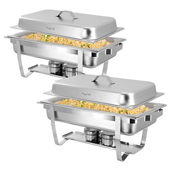 9.5-qt Stackable Stainless Steel Chafing Dish/Food Warmer/Buffet Server Serving Trays, Set of 2