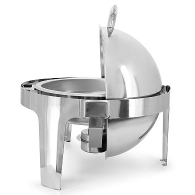 6.3 Quart Round Stainless Steel Dome Roll Top Chafing Dish/Food Warmer/Buffet Server Serving Dish