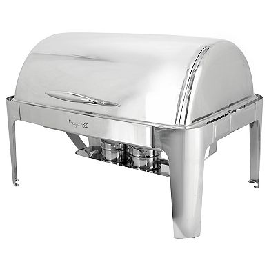 9.5 Quart Oblong Roll Top Stainless Steel Chafing Dish/Food Warmer/Buffet Server Serving Trays