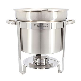 7.4-qt Round Stainless Steel Soup Chafing Dish/Food Warmer/Buffet Server Serving Trays