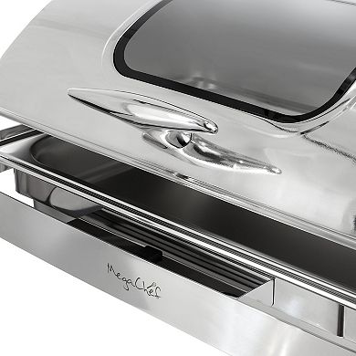 9.5 Quart Oblong Roll Top Stainless Steel Chafing Dish/Food Warmer/Buffet Server with Window