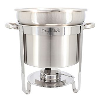 11.6-qt Round Stainless Steel Professional Soup Chafing Dish in Silver