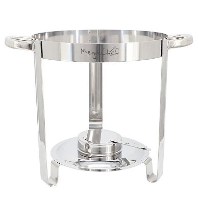 11.6 Quart Round Stainless Steel Professional Soup Chafing Dish in Silver